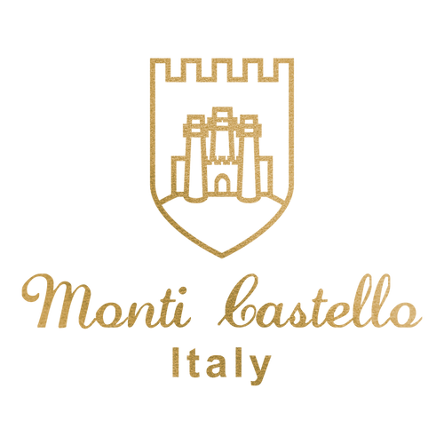 Monti Castello logo with castle emblem on a white background