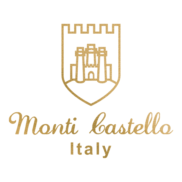 Monti Castello logo with castle emblem on a white background