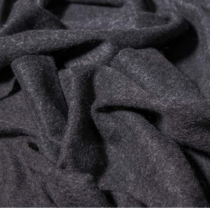 Charcoal Grey cashmere scarf close up with soft folds